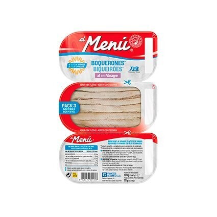 EL MENÚ. Boquerones al vinagre en aceite girasol. Tripack 120 g