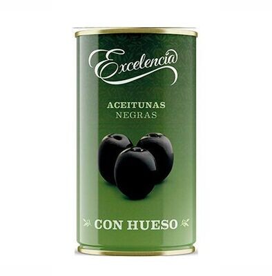 EXCELENCIA. Aceitunas Negras CON Hueso 160/200. Lata 200 g