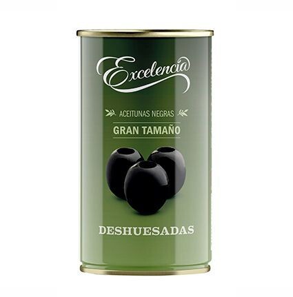 EXCELENCIA. Aceitunas Negras SIN Hueso 160/200. Lata 150 g