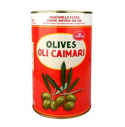 OLIVES OLI CAIMARI. Aceitunas manzanilla sabor anchoa 160/180. Lata 4100 g