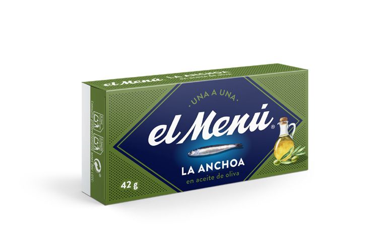 EL MENÚ. Anchoa en aceite de oliva. Estuchado 42 g EL MENÚ. Anchoa en aceite de oliva. Estuchado 42 g