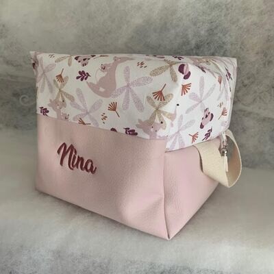 Trousse Cube colibri rose pale