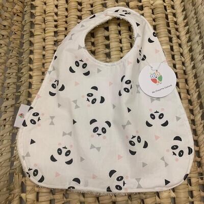 bavoir panda noeud rose