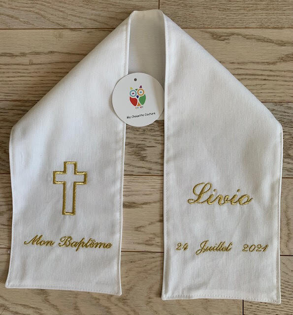 Echarpe de baptême avec croix