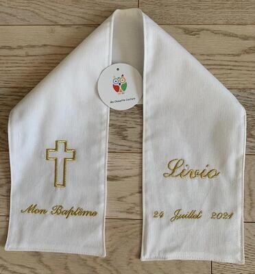 Echarpe de baptême avec croix