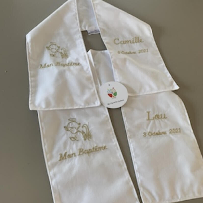 Echarpe de baptême avec ange