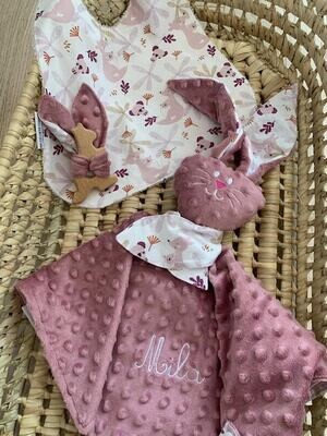 Coffret kangourous minky vieux rose
