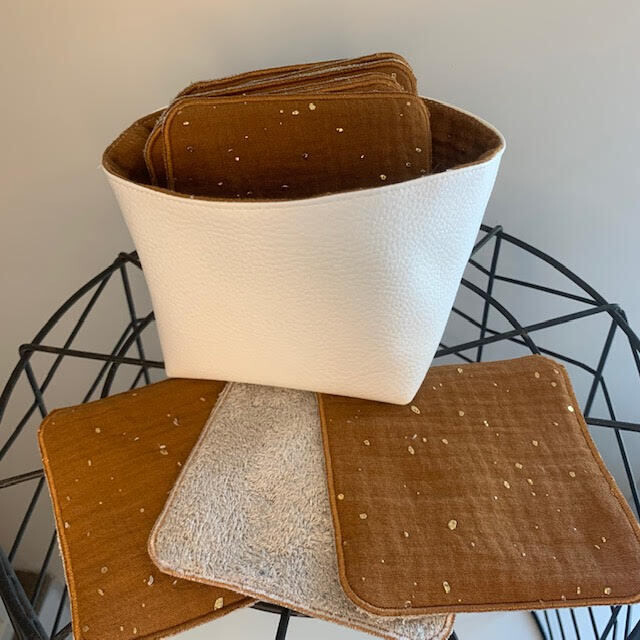 Panière et lingettes terracota