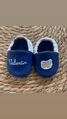 Chaussons Éléphants et souris bleu marine   0 3 mois
