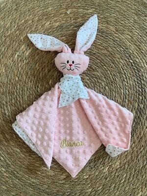 Doudou lapin Golden star minky rose