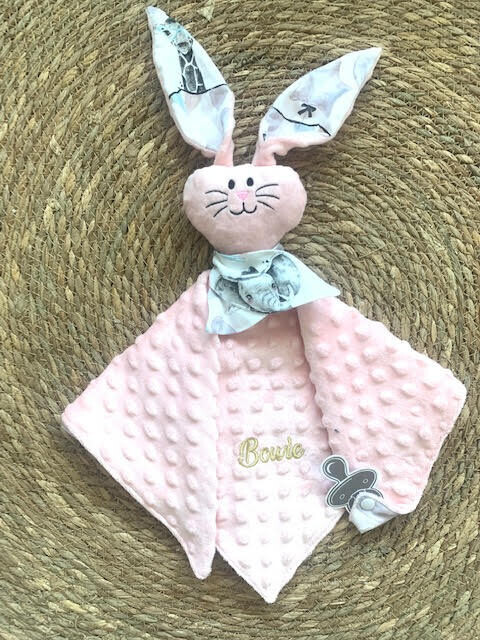Doudou lapin Safari party rose