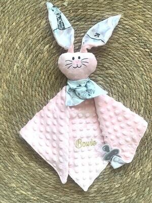 Doudou lapin Safari party rose