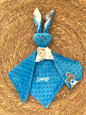 Doudou lapin Safari blue