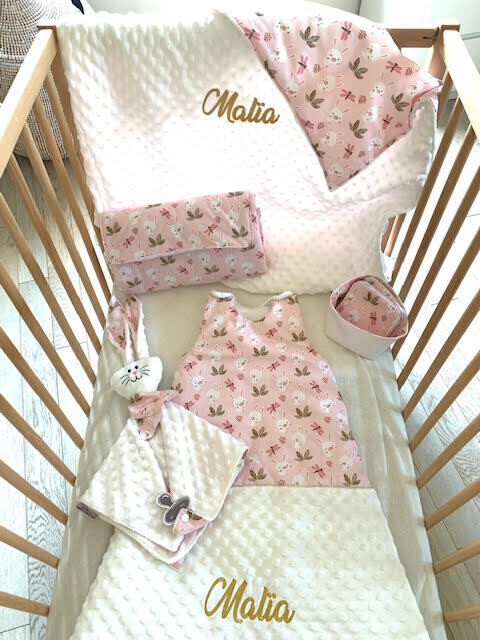 Coffret lapins libellules minky blanc