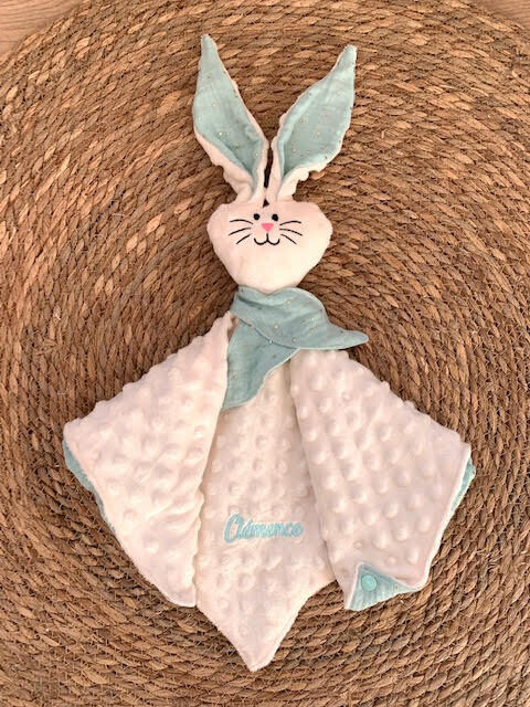 Doudou lapin mentholé minky crème