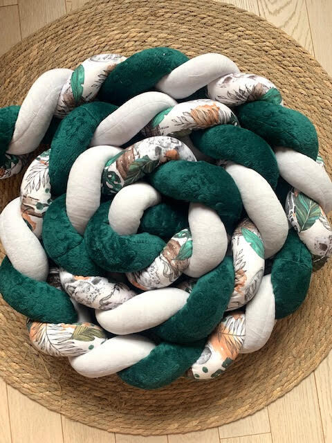 Tresse de Lit Monstera vert bouteille et blanc
