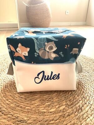 Trousse Cube  monstera simili blanc