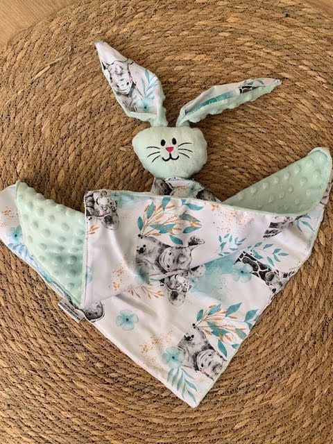 Doudou lapin Léandro minky moutarde