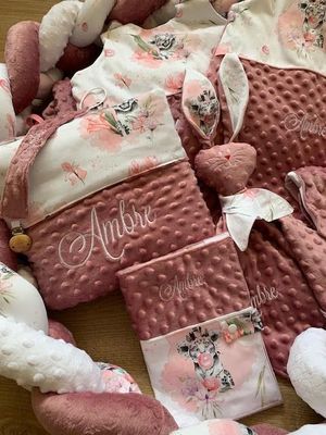 Couverture Nala Minky vieux rose liste de naissance wagon