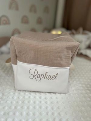 Trousse cube marron glacé