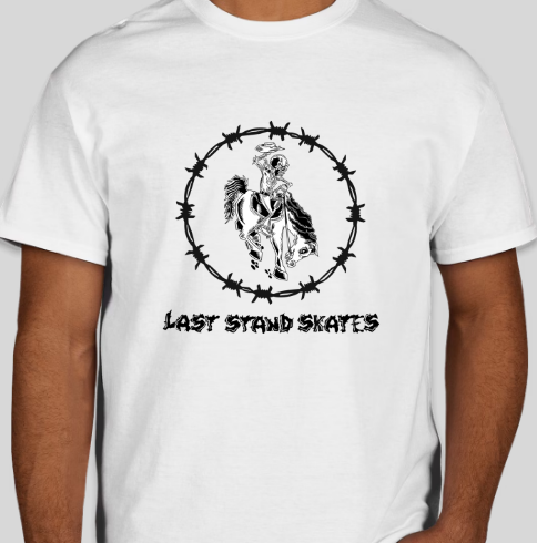 Last Stand Skates Bucking Horse White T-Shirt, Size: S