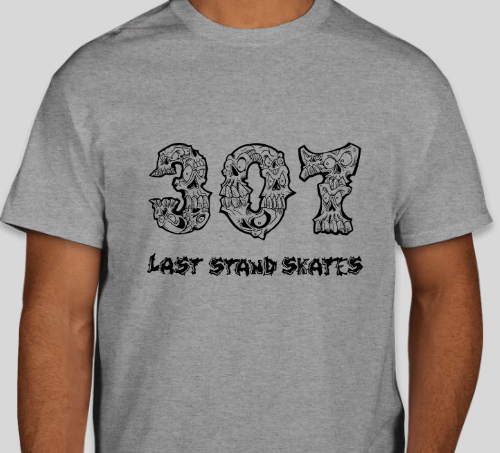 Last Stand Skates 307 Gray T-Shirt, Size: S