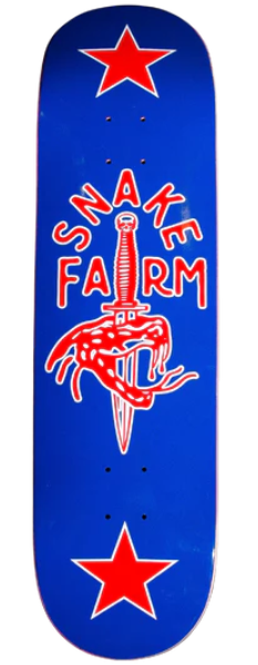 Snake Farm The Boom Stick Logo Red White & Blue Deck Full Shape 8.375"