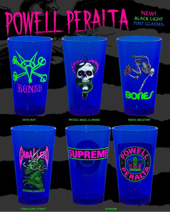 Powell Peralta Blacklight Pint Glass