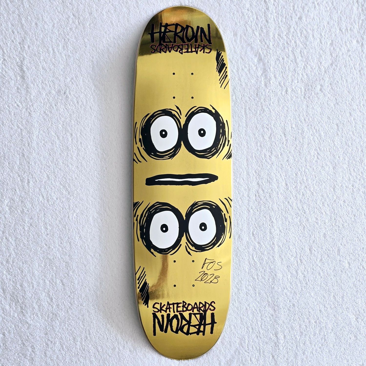 Heroin Symmetrical Egg Gold Deck 9" Signed by FOS
