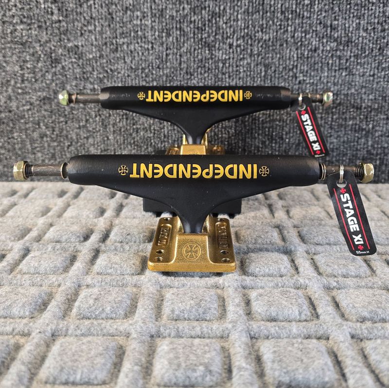 Independent Stage 11 Bar Cross Matte Black Gold Standard Trucks 159
