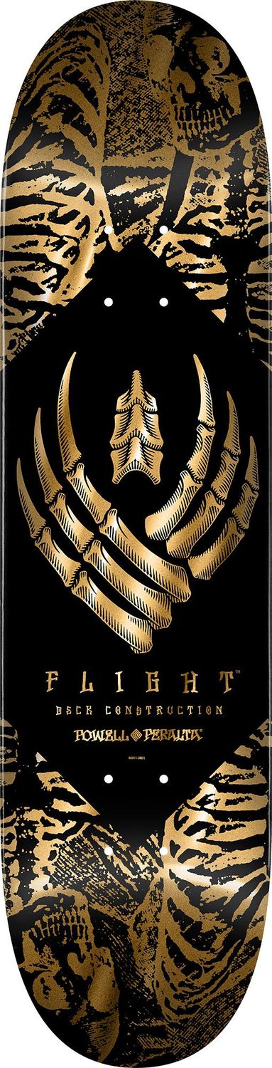 Powell Peralta Skeleton Gold Foil Flight Skateboard Deck - 8.63"