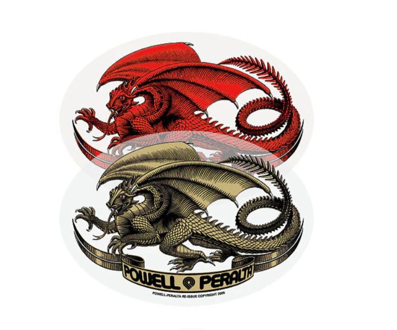 Powell Peralta Oval Dragon Sticker 5" Red or Gold