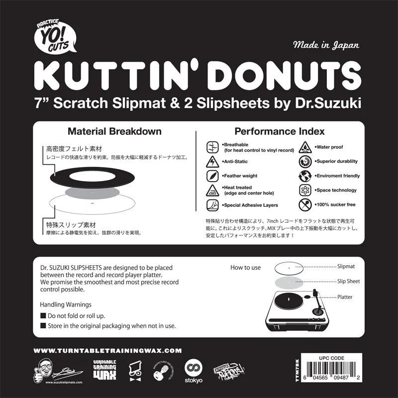 Dr Suzuki TTM 7 inch slipmat & slip sheets - Black