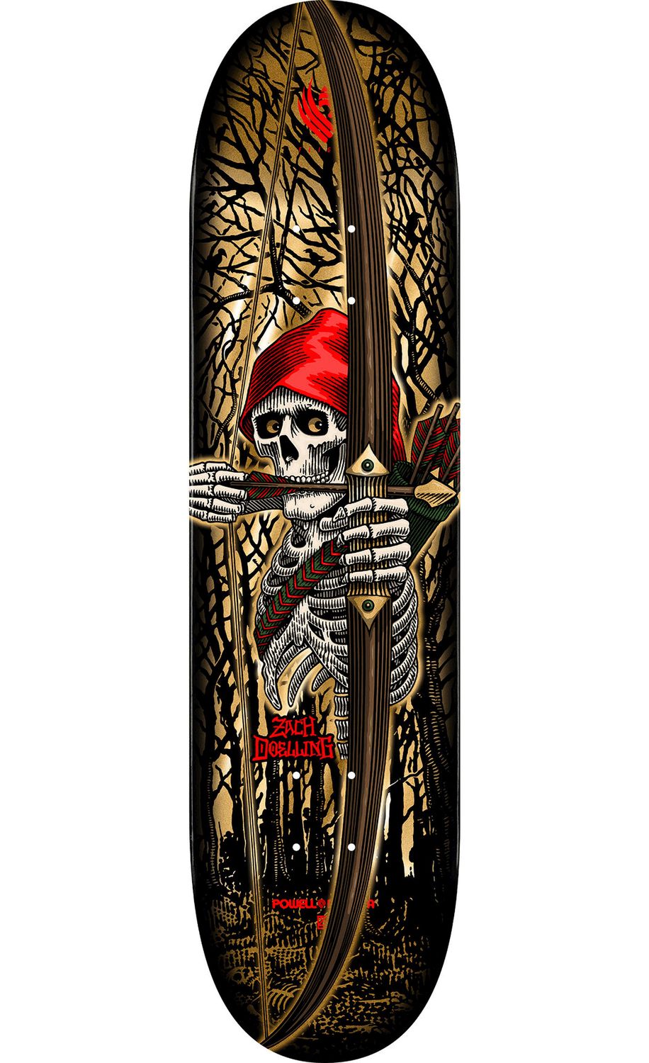 Powell Peralta Pro Zach Doelling Archer FLIGHT® Skateboard Deck Gold Foil - 8.3 Powell Peralta Pro Zach Doelling Archer FLIGHT® Skateboard Deck Gold Foil - 8.3"