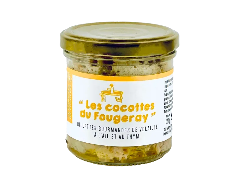 Rillettes gourmandes de volaille à l'ail et au thym.