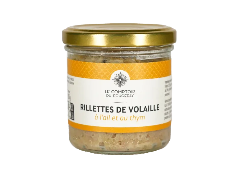 Rillettes gourmandes de volaille à l'ail et au thym. Rillettes gourmandes de volaille à l'ail et au thym.