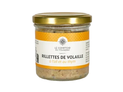 Rillettes gourmandes de volaille à l'ail et au thym.