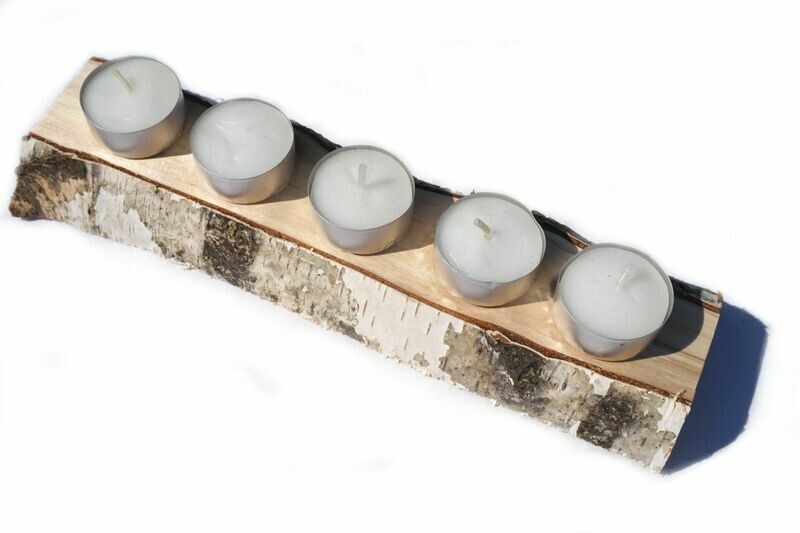 Birke natur Teelichthalter flach, 5er Birke natur Teelichthalter flach, 5er
