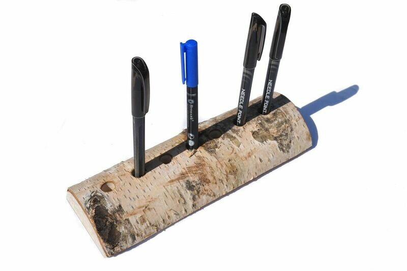 Birke natur Stiftehalter für 7 Stifte, Halbstamm Birke natur Stiftehalter für 7 Stifte, Halbstamm