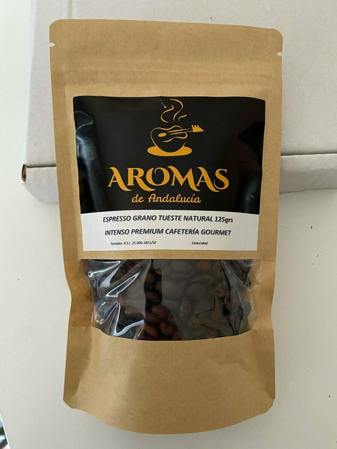 Paquete de 125 grs café en GRANO Tueste Natural Premium Cafetería Gourmet