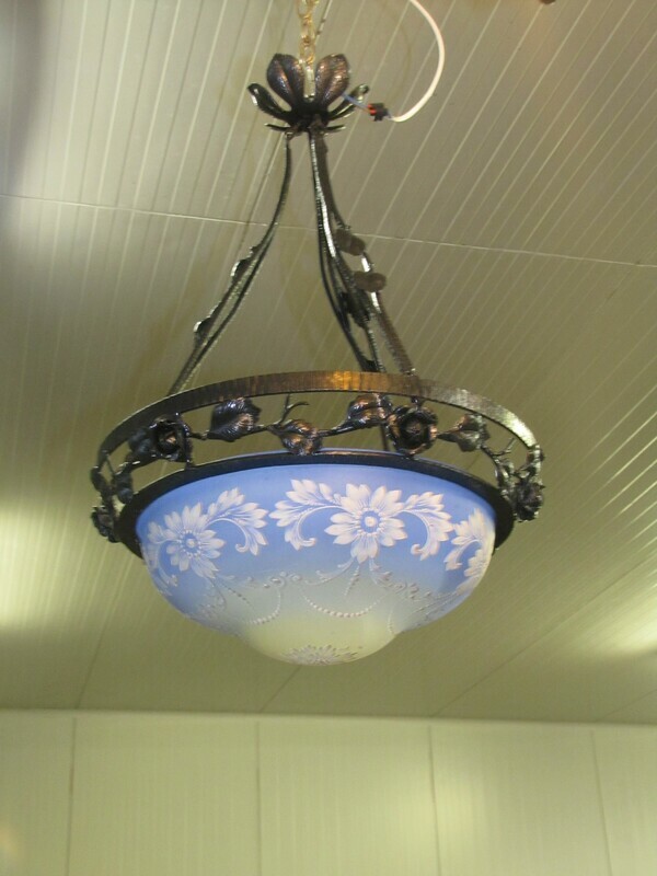 Lustre en pâte de verre émaillée blanc
