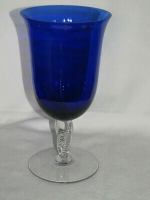 Vase bleu en verre soufflé (Murano 1960)