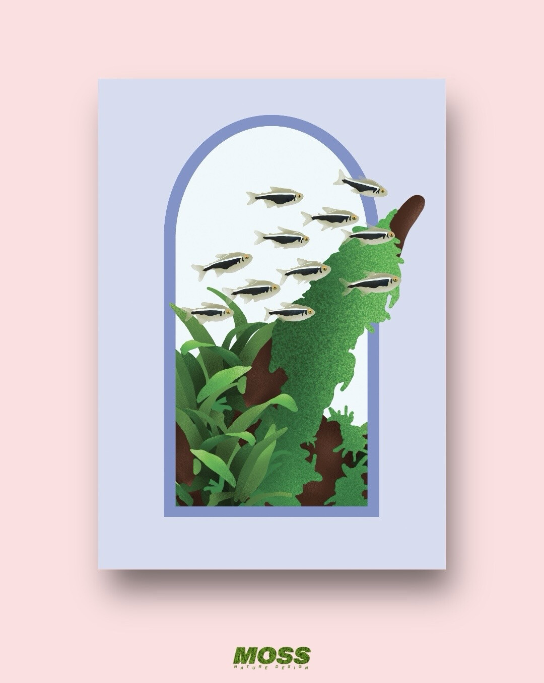 Black Neon Tetra Aquascape A3 Print