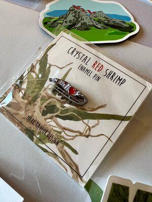 Crystal Red Shrimp Pin Badge - Soft Enamel