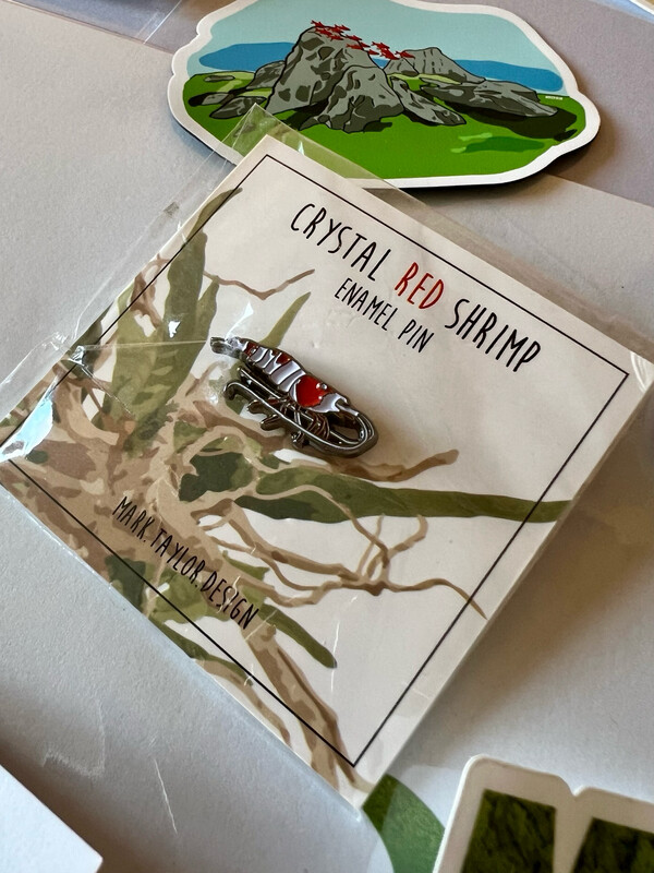 Crystal Red Shrimp Pin Badge - Soft Enamel