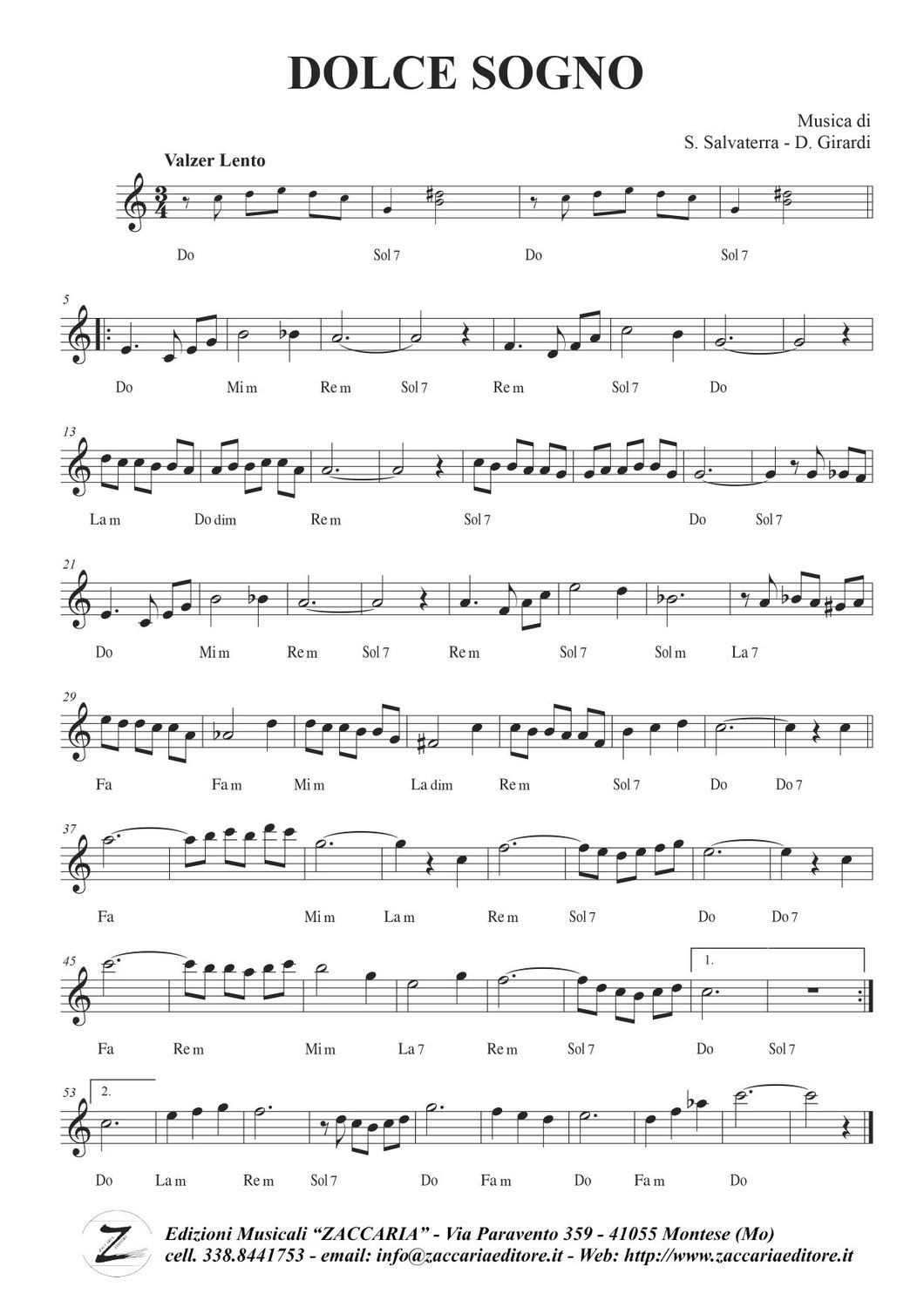 Dolce sogno - Valzer lento di S. Salvaterra Dolce sogno - Valzer lento di S. Salvaterra