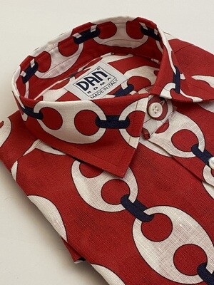 Limited Edition Shirt 100% Linen Catene Rosso LIM