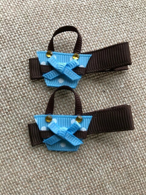 Brown and blue mini pocket book clips