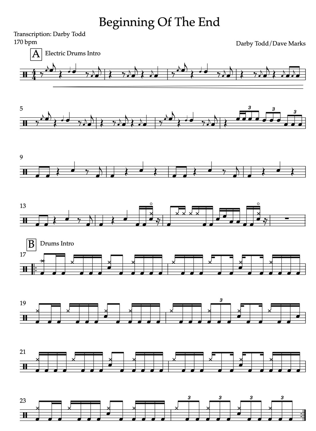 The Beginning Of The End playalong/transcription download