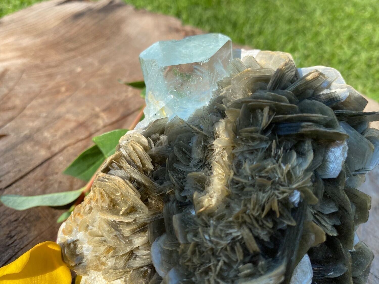 Aquamarin auf Muskovit Stufe